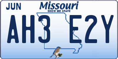 MO license plate AH3E2Y