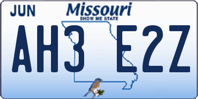 MO license plate AH3E2Z