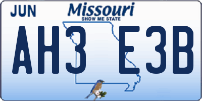 MO license plate AH3E3B