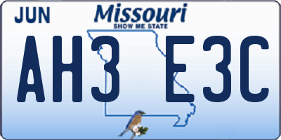 MO license plate AH3E3C