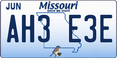 MO license plate AH3E3E