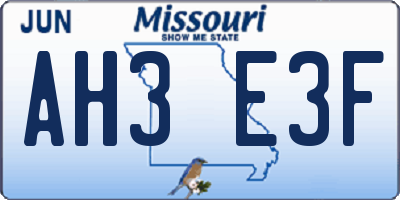 MO license plate AH3E3F