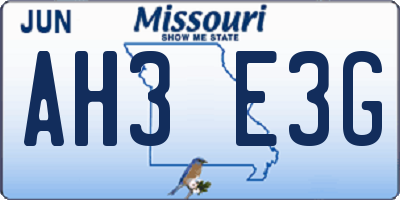 MO license plate AH3E3G