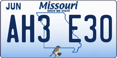 MO license plate AH3E3O