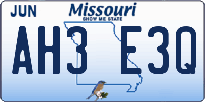 MO license plate AH3E3Q