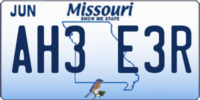 MO license plate AH3E3R