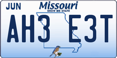 MO license plate AH3E3T