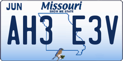 MO license plate AH3E3V