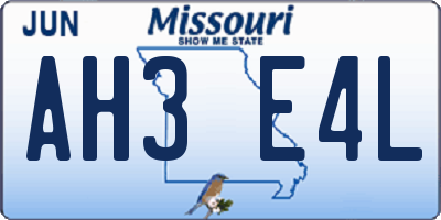 MO license plate AH3E4L