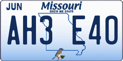 MO license plate AH3E4O