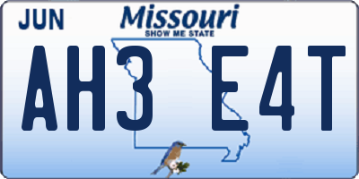 MO license plate AH3E4T