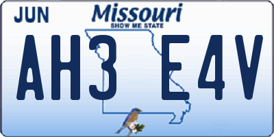 MO license plate AH3E4V