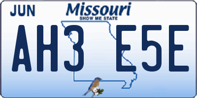 MO license plate AH3E5E