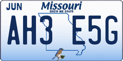 MO license plate AH3E5G