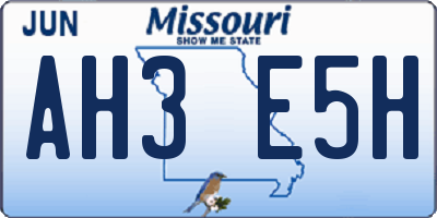 MO license plate AH3E5H