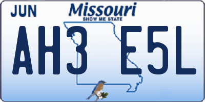 MO license plate AH3E5L