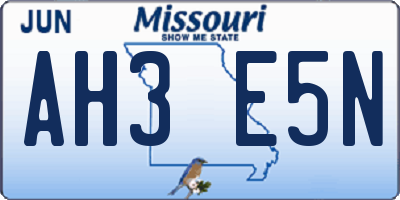 MO license plate AH3E5N