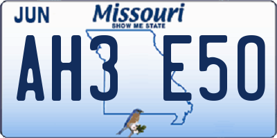 MO license plate AH3E5O