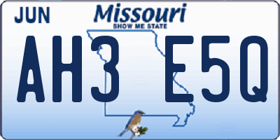 MO license plate AH3E5Q