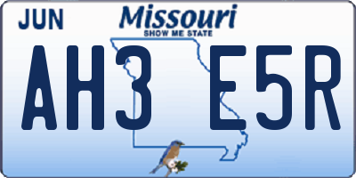 MO license plate AH3E5R