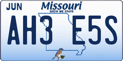 MO license plate AH3E5S