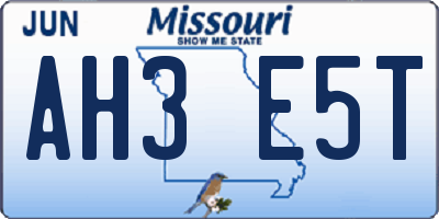 MO license plate AH3E5T