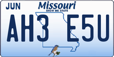 MO license plate AH3E5U