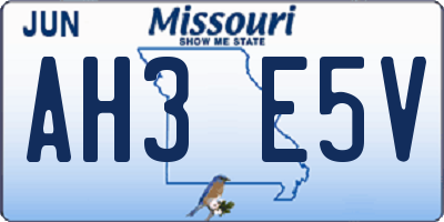 MO license plate AH3E5V