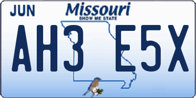 MO license plate AH3E5X