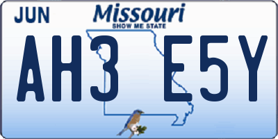 MO license plate AH3E5Y