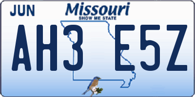 MO license plate AH3E5Z