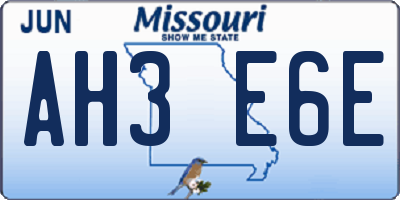 MO license plate AH3E6E