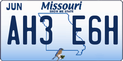 MO license plate AH3E6H