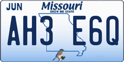 MO license plate AH3E6Q