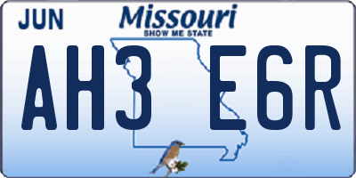 MO license plate AH3E6R