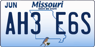 MO license plate AH3E6S