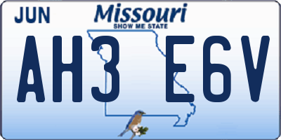 MO license plate AH3E6V