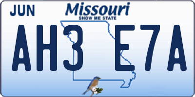 MO license plate AH3E7A