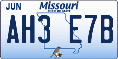 MO license plate AH3E7B