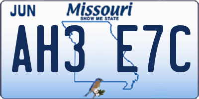 MO license plate AH3E7C