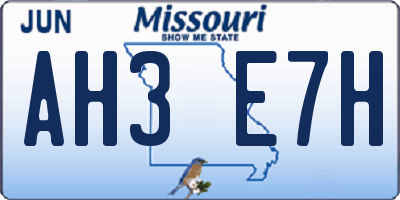 MO license plate AH3E7H