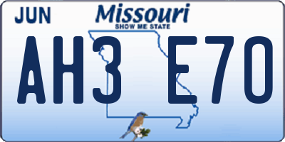 MO license plate AH3E7O