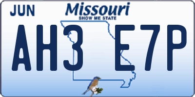 MO license plate AH3E7P