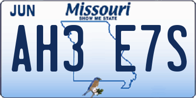 MO license plate AH3E7S