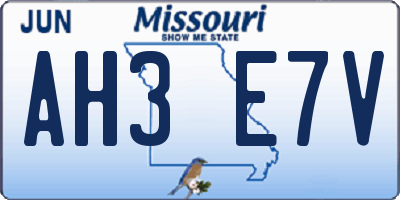 MO license plate AH3E7V