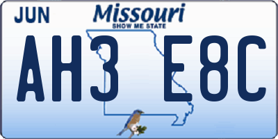 MO license plate AH3E8C