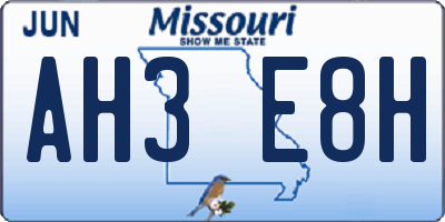 MO license plate AH3E8H