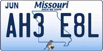 MO license plate AH3E8L