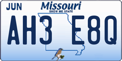 MO license plate AH3E8Q