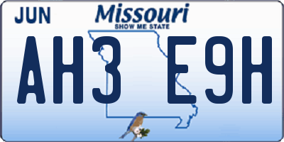 MO license plate AH3E9H